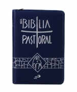 imagem do produto - BÍBLIA NOVA PASTORAL MEDIA ZIPER AZUL MARINHO