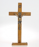 imagem do produto - CRUCIFIXO SP MADEIRA 33CM PEDESTAL LISO OV SÃO BENTO