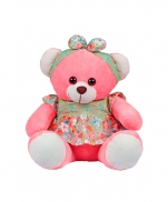 URSO DE PELÚCIA ROSA COM VESTIDO E LAÇO imagem do produto - URSO DE PELÚCIA ROSA COM VESTIDO E LAÇO